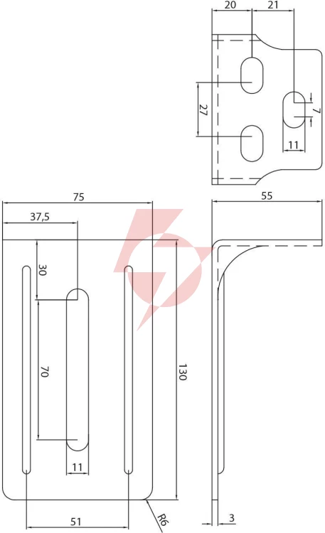 Wspornik psg 60.014.9005 do uchwytu najazdu czarny (ral9005)