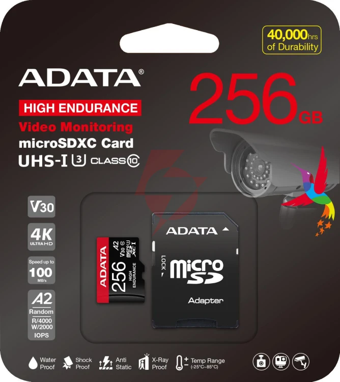 Adata karta microsd high endurance 256gb uhs1 u3 v30 a2 100/85mb/s + adapter