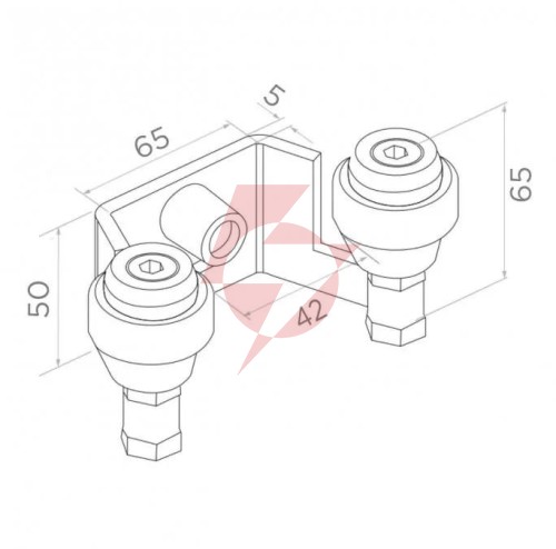 Uchwyt psg 60.022.9005 42mm górny do bram przesuwnych (2 rolki) kolor czarny ral9005