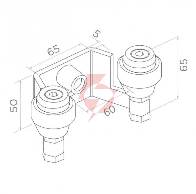 Uchwyt psg 60.023.9005 60mm górny do bram przesuwnych (2 rolki) czarny ral9005