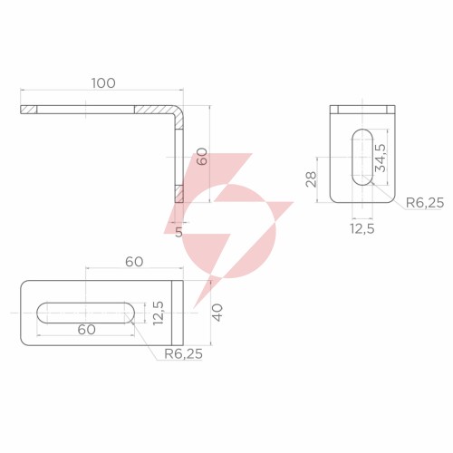 Kątownik psg 60.041 rolki prowadzącej 100x60mm