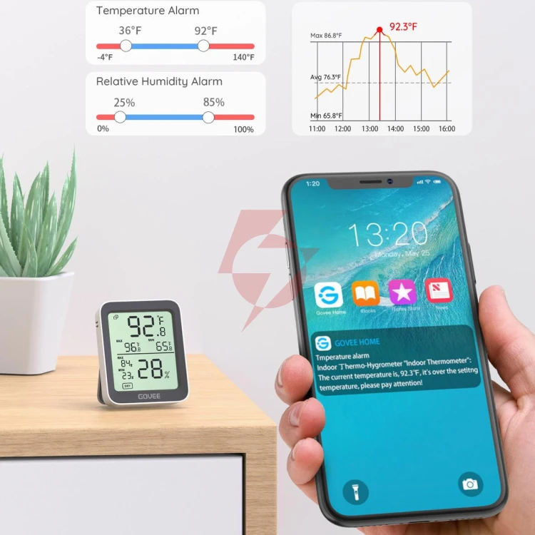 Govee h5075 termometr i higrometr bluetooth, wyświetlacz