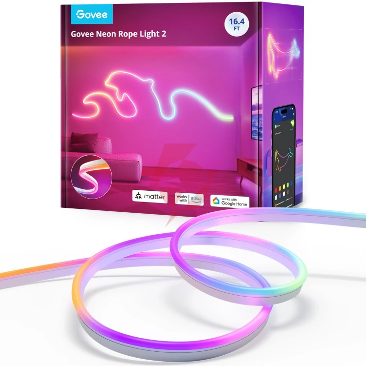 Govee h61d5 neon lights 2 5m oświetlenie led matter, homekit, google, alexa, smartthings