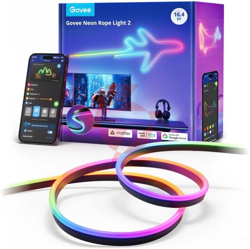 Govee h61d5 neon lights 2 5m oświetlenie led matter, homekit, google, alexa, smartthings