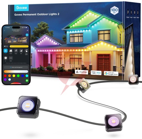 Govee h705e permament outdoor lights 2 30m oświetlenie led rgbicw, wi-fi, bluetooth, ip67