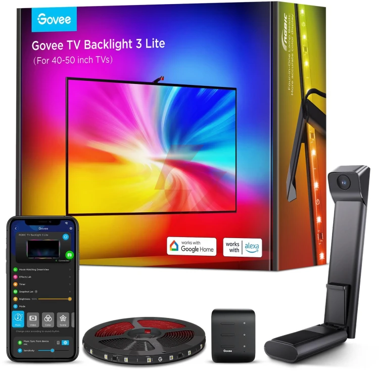 Govee h6097 tv backlight 3 lite taśma led podświetlenie dla tv 40-50 cali, rgbicw, wi-fi+bluetooth