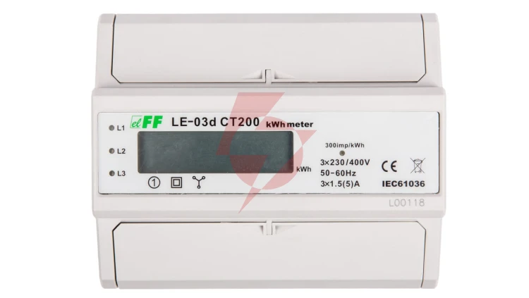Licznik energii elektrycznej 3-fazowy 5A 230/400V do współpracy z przekładnikiem 200/5A wyświetlacz LCD LE03D-CT200