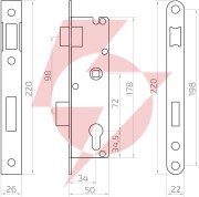 Zamek psg 63.211 l/p zapadkowo-zasuwkowy h220/72 mm – lewy/prawy