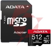 Adata karta microsd high endurance 512gb uhs1 u3 v30 a2 100/85mb/s + adapter