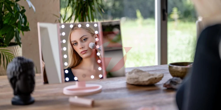 Lusterko do makijażu humanas hs-ml04 z podświetleniem led - różowy