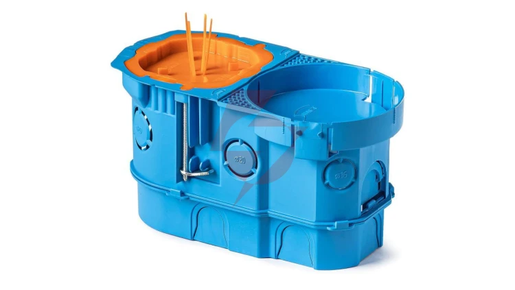 Puszka do pustych ścian GK BuciQ PSE2x60G niebieska ekstragłęboka do elektroniki z pokrywą 34456203