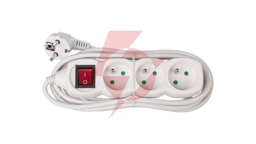 Przedłużacz z wyłącznikiem 3-gniazda z/u 3m /H05VV-F 3G1/ biały P1313