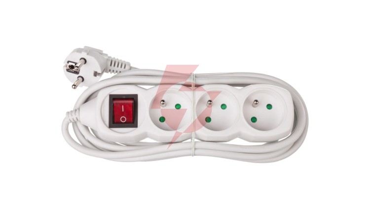 Przedłużacz z wyłącznikiem 3-gniazda z/u 3m /H05VV-F 3G1/ biały P1313