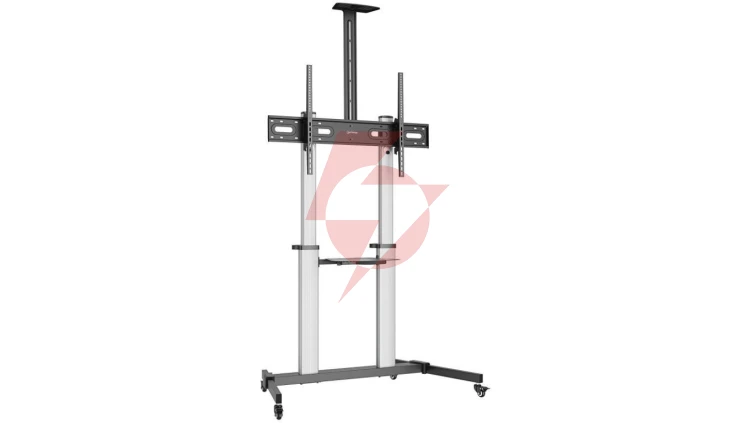 Stojak mobilny TV/LCD 60-100 80kg regulowany 2 półki aluminiowy