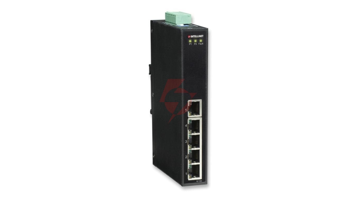 Switch 5x RJ45 10/100 przemysłowy IP30, metalowy, na szynę DIN