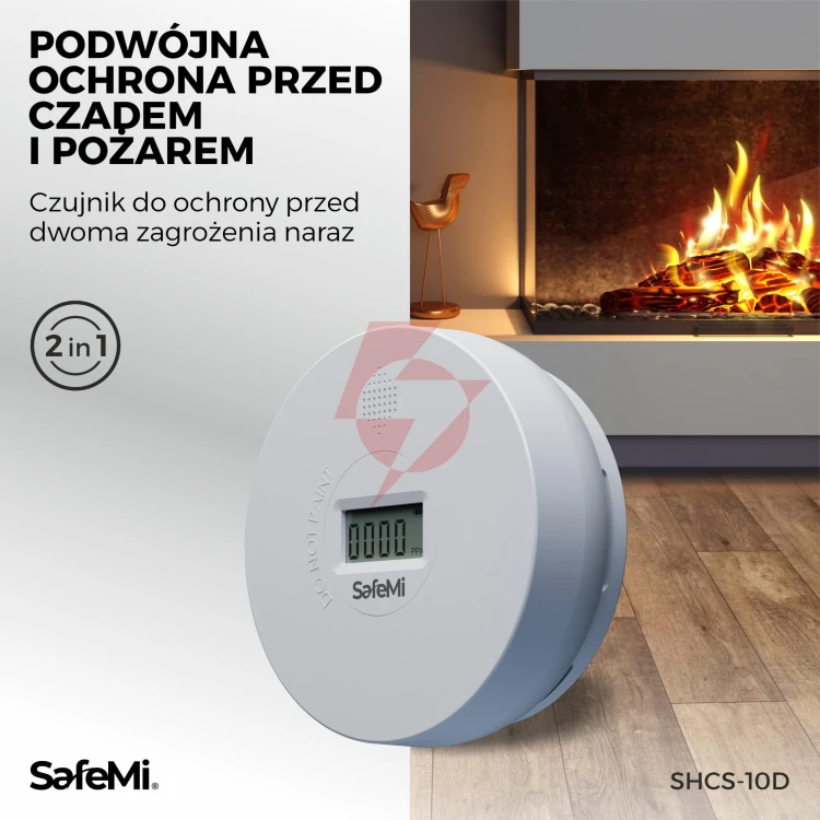 Safe mi czujnik tlenku węgla i dymu - b - 7 lat gwarancji shcs-10d