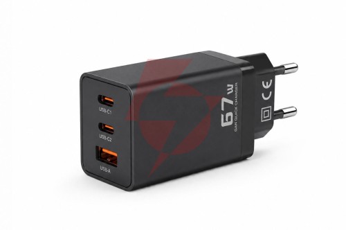 Ładowarka sieciowa voltage gan charger 67w pd 3.0 qc 3.0 usb-a 2x usb-c czarna