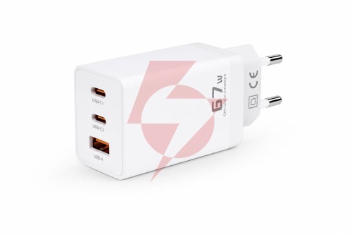Ładowarka sieciowa voltage gan charger 67w pd 3.0 qc 3.0 usb-a 2x usb-c biała