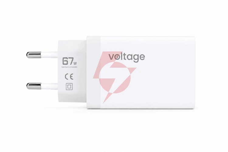 Ładowarka sieciowa voltage gan charger 67w pd 3.0 qc 3.0 usb-a 2x usb-c biała