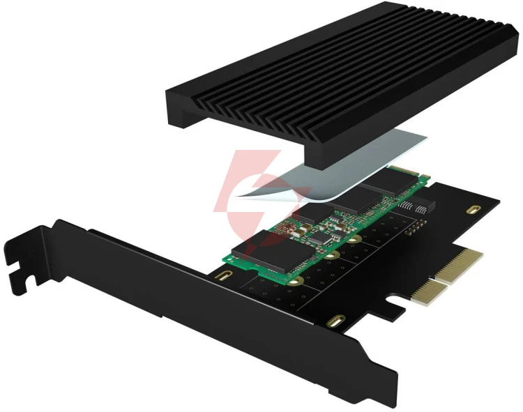 Kontroler icybox  karta pci na m.2 ssd nvme ib-pci208-hs z radiatorem