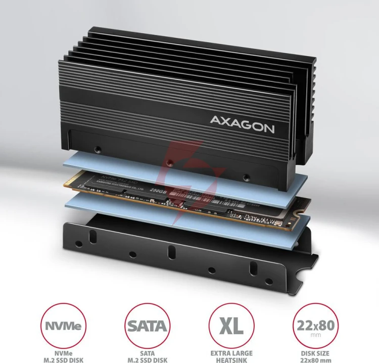 Radiator axagon do dysków m.2 ssd clr-m2xl chłodnica aliminiowa