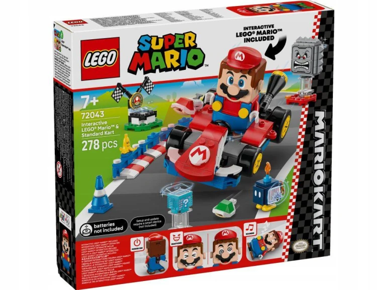Klocki lego super mario 72043 - mario kart: interaktywna figurka lego mario i standard kart