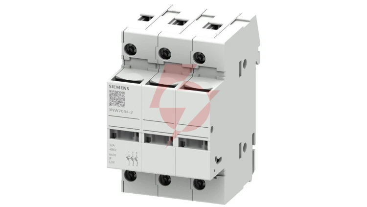 Podstawa bezpiecznikowa do wkładek cylindrycznych 10×38 mm 32A 3P z diodą LED 3NW7034-2