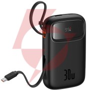 Powerbank baseus qpow 2 10000mah 30w z 2 wbudowanymi kablami usb-c - czarny