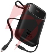 Powerbank baseus qpow 2 10000mah 30w z 2 wbudowanymi kablami usb-c - czarny