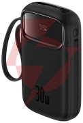Powerbank baseus qpow 2 10000mah 30w z 2 wbudowanymi kablami usb-c - czarny