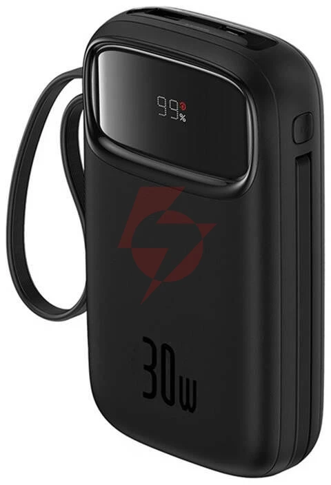 Powerbank baseus qpow 2 10000mah 30w z 2 wbudowanymi kablami usb-c - czarny