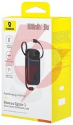 Powerbank baseus qpow 2 10000mah 30w z 2 wbudowanymi kablami usb-c - czarny