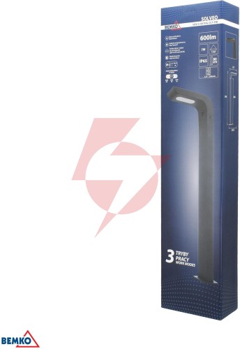 Hybrydowy słupek ogrodowy led bemko solveo 7w 600lm 3000k/4000k/6500k 80cm ip65 dark grey cz.pir