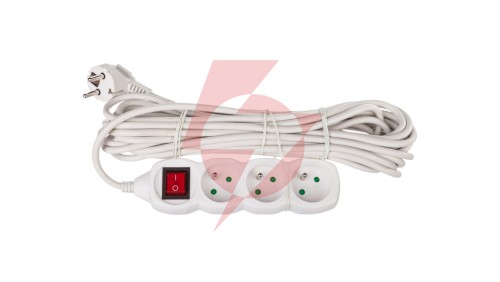 Przedłużacz z wyłącznikiem 3-gniazda z/u 10m /H05VV-F 3G1/ biały P1310
