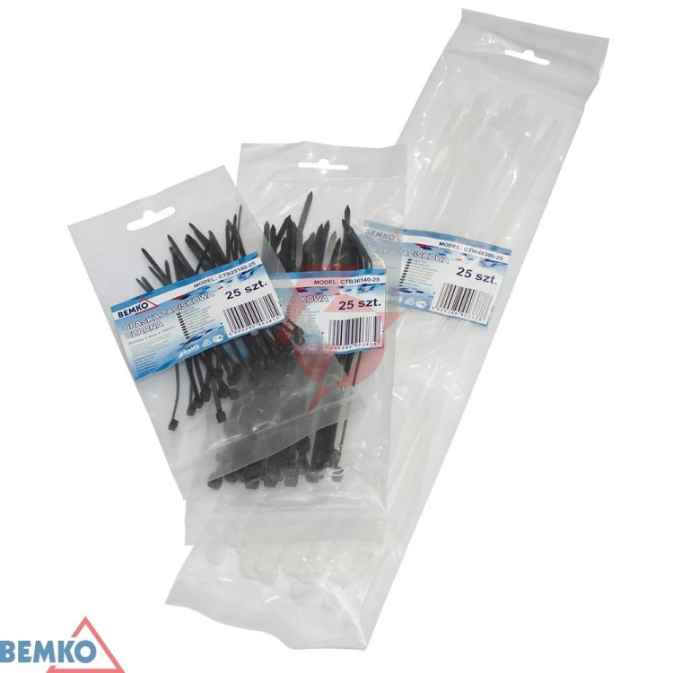 Opaska zaciskowa4.8*370 biała 25 szt