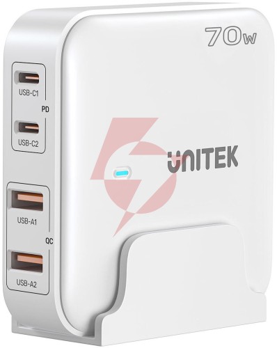 Unitek p1228awh01-eu ładowarka biurkowa gan 70w 2xusb-a 2xusb-c