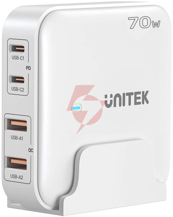 Unitek p1228awh01-eu ładowarka biurkowa gan 70w 2xusb-a 2xusb-c