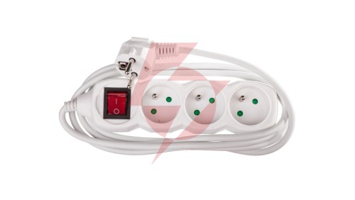 Przedłużacz z wyłącznikiem 3-gniazda z/u 2m /H05VV-F 3G1/ biały P1312