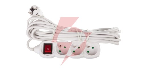 Przedłużacz z wyłącznikiem 3-gniazda z/u 7m /H05VV-F 3G1/ biały P1317