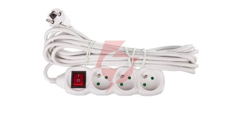 Przedłużacz z wyłącznikiem 3-gniazda z/u 7m /H05VV-F 3G1/ biały P1317