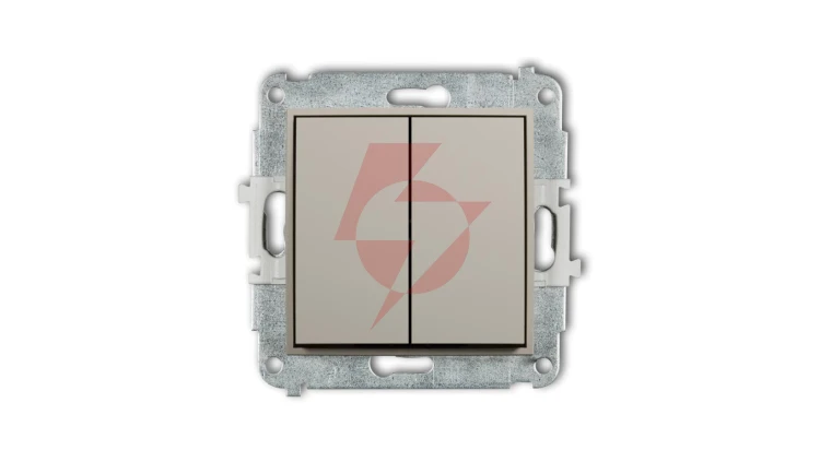 MINI Mechanizm łącznika podwójnego schodowego (dwa klawisze bez piktogramów) taupe 60MWP-33.1