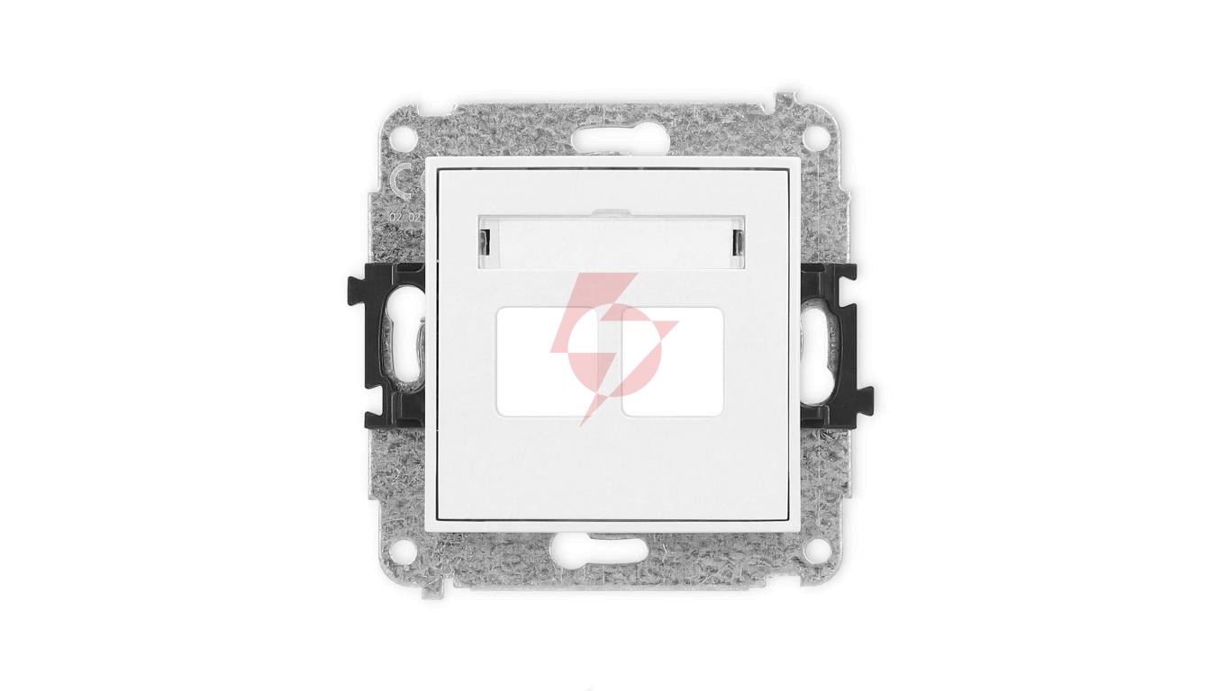 MINI Mechanizm gniazda multimedialnego podwójnego bez modułu (standard Keystone) biały mat 25MGM-2P