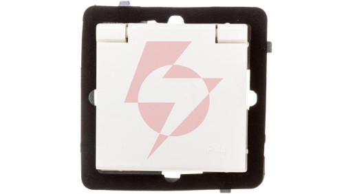 SONATA Gniazdo bryzgoszczelne z/u IP44 klapka ecru GPH-1RZ/m/27/w