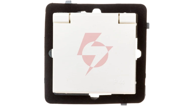 SONATA Gniazdo bryzgoszczelne z/u IP44 klapka ecru GPH-1RZ/m/27/w