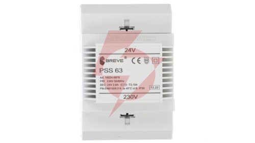 Transformator 1-fazowy modułowy bezpieczeństwa PSS 63 230/ 24V 2,6A, na szynę DIN, IP30, Ta 40, 16024-9979