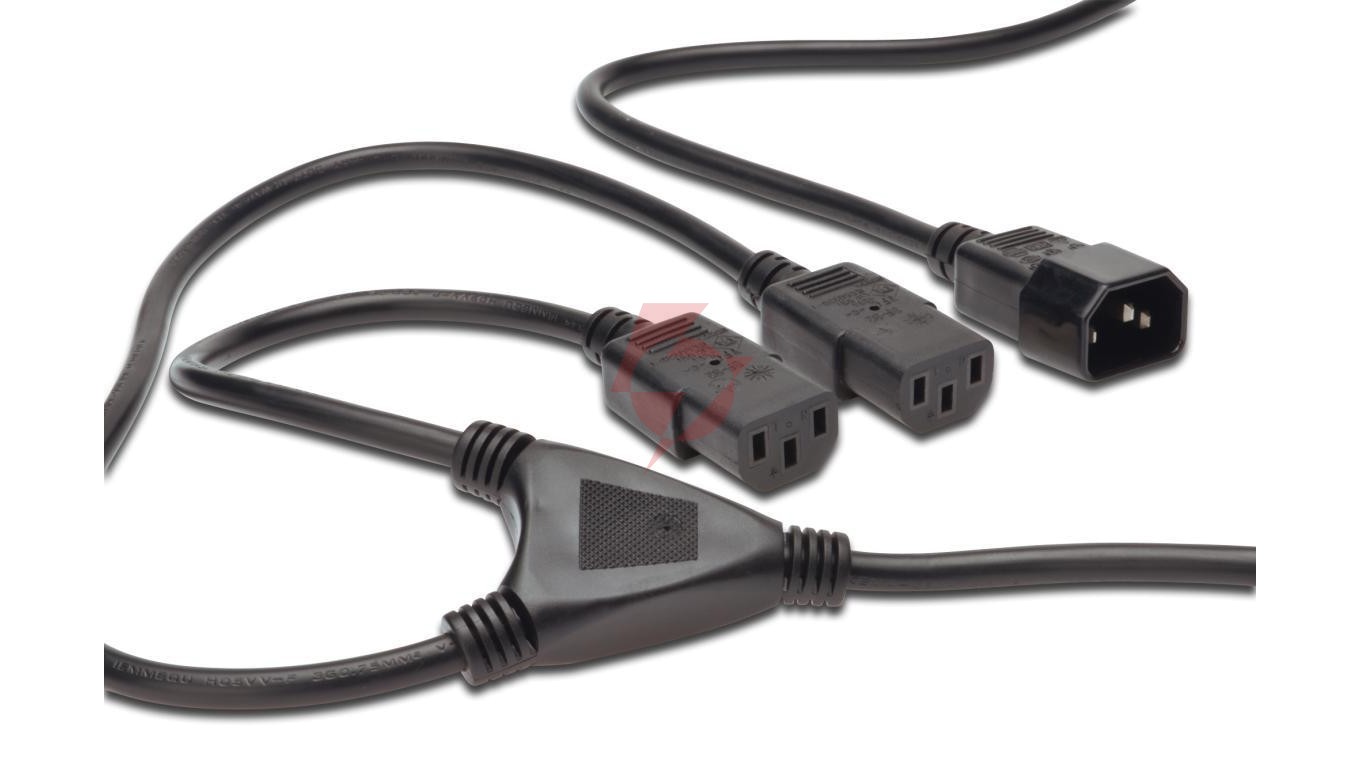 Kabel IEC C14/2xIEC C13 M/Ż czarny 1,7m zasilający AK-440400-017-S