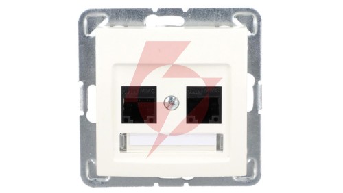 IMPRESJA Gniazdo komputerowe podwójne RJ45 kat.5e MMC ecrue GPK-2Y/K/m/27
