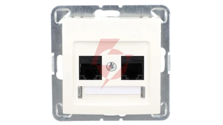 IMPRESJA Gniazdo komputerowe podwójne RJ45 kat.5e MMC ecrue GPK-2Y/K/m/27