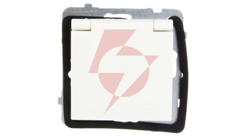 AS Gniazdo bryzgoszczelne z/u IP44 klapka ecru GPH-1GZ/m/27/w