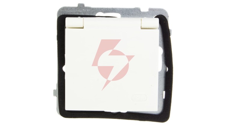 AS Gniazdo bryzgoszczelne z/u IP44 klapka ecru GPH-1GZ/m/27/w
